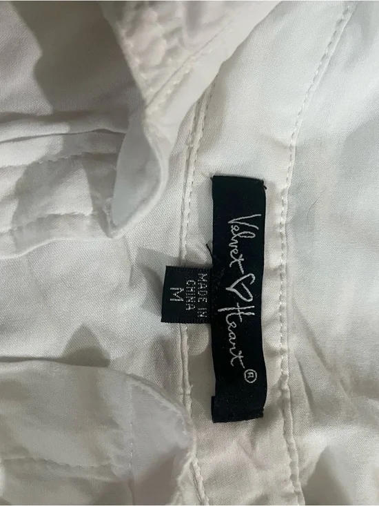 Velvet Heart Classic White Button-Up Linen Shirt Size M - Picture 8 of 8